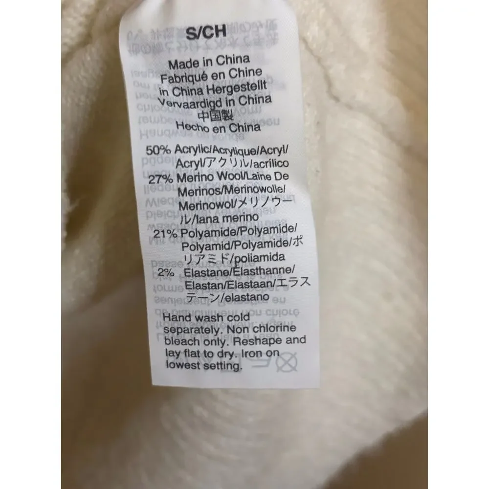 Madewell white v-neck bobble dashwood sweater bishop sleeve size small - Picture 4 of 4